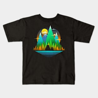 Geometric Landscape Bears Kids T-Shirt